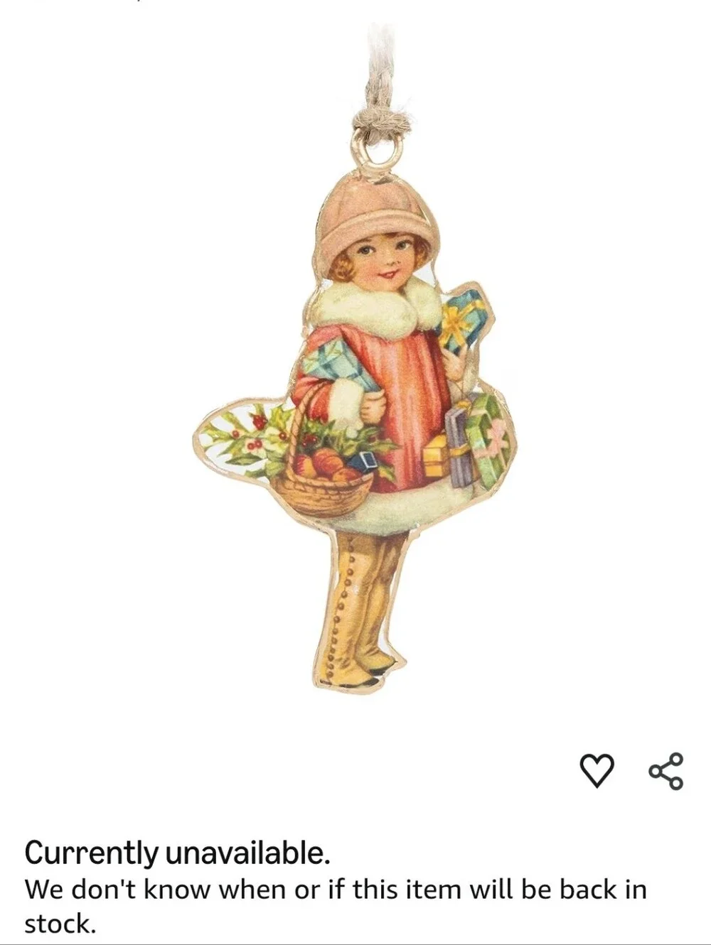 Abbott Collection 37-IMPRINT-035 Girl with Boots Ornament BNWT RETIRED 2022
